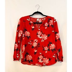Red Floral Long Sleeve